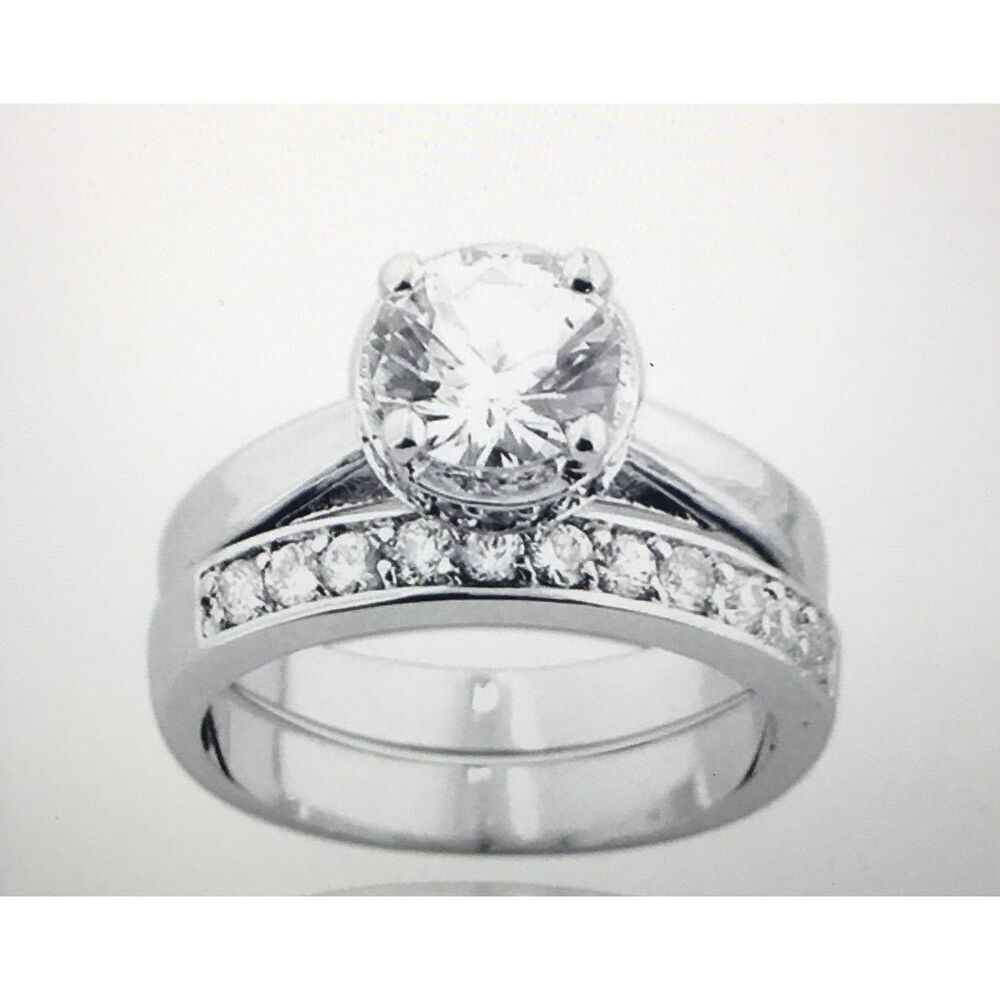 2Ct. Round & Channel Sim Diamond w/Gallery Halo Design Wedding Ring Set Sz 9